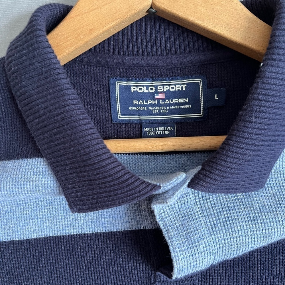 Polo Sport Ralph Lauren Polo Shirt Mens Large Striped Rugby Preppy
